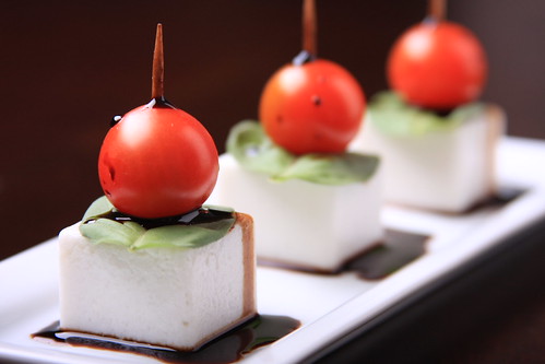 Vegan Mozzarella, Cherry Tomato and Basil Skewers