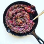 Balsamic roasted beets in a cast iron pan.
