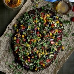 Purple Cauliflower Crust Pizza with Garlic Oil