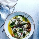 A bowl of vegan wonton soup.