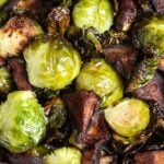 Shiitake bacon and roasted Brussels sprouts.