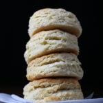 A stack of vegan biscuits on a tabletop.