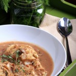 White Bean and Mushroom Soup with Dill-Pepper Dumplings