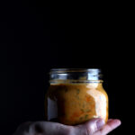 A jar of vegan salsa con queso.