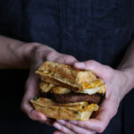 Vegan sausage wafflewich.