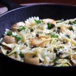 Vegan Scallops in a White Wine Cream Sauce over Pasta